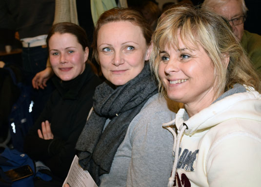 Desse tre damene reiste frå Vest-Agder til Bjerke for å delta på fagdagen. (F.v.) Elin Johanssen, Kristin Knox og Sissel Røinås.