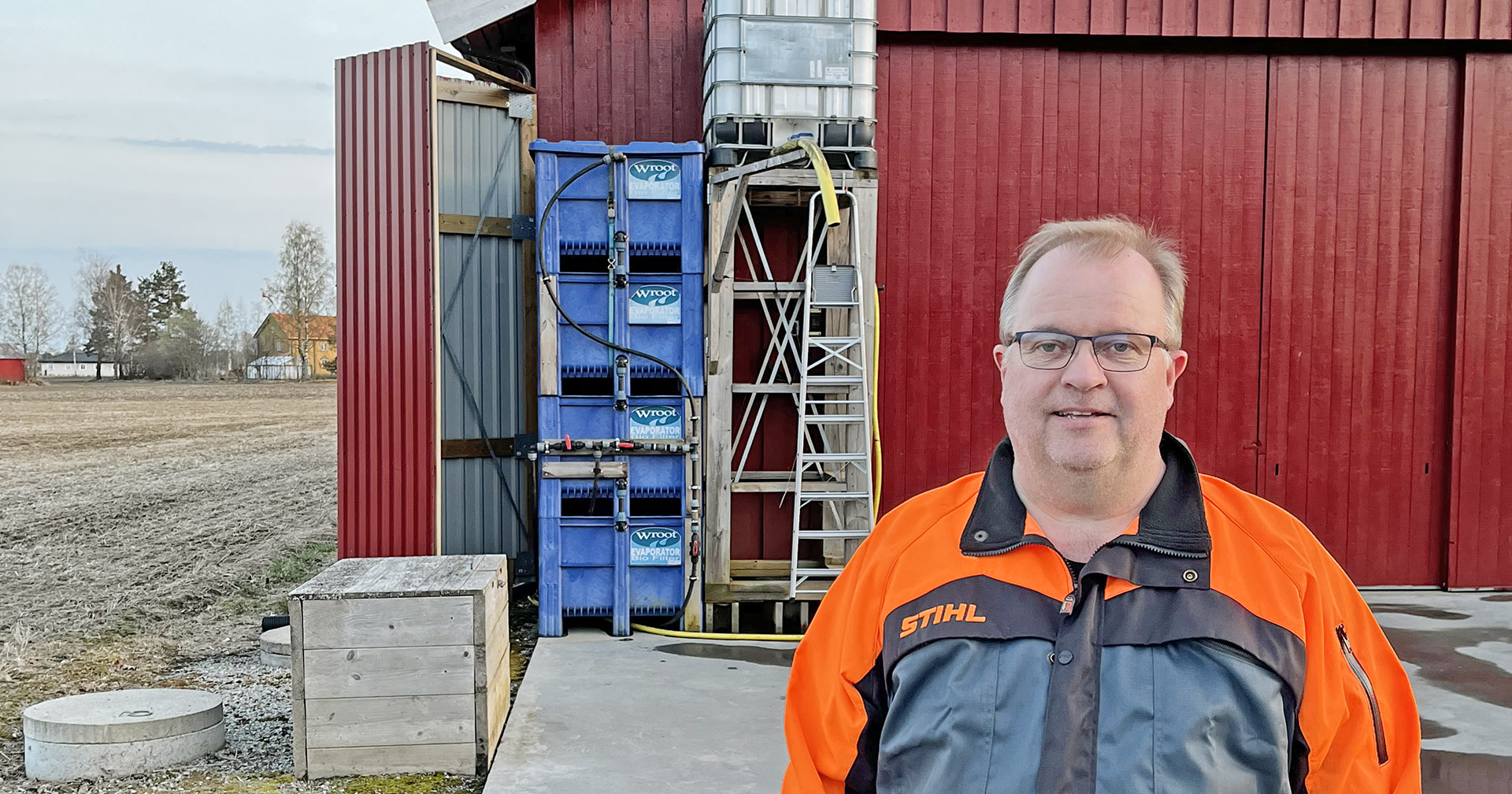 Effektivt: Vaskeplass og biofilter hos bonden Bernt Kristian Snapa. Han som renser vaskevann fra vasking av sprøyteutstyr og avløpsvann fra beising av potet. Foto: Privat