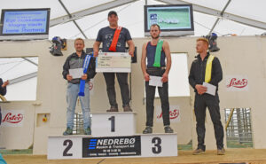 Noregstoppen: Lars Sønstevoldhaugen vann NM-tittelen i saueklypping 2025. Åsmund Kringeland kom på andreplass, Anthony Vassbø på tredje, og Sindre Myhrsveen på fjerde.