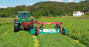 Mye på stell: Dersom du skal ta fire slåtter er det en absolutt forutsetning at du har ei eng i god drift, med god kalktilstand, tett grasbestand, at den er ugrasfri og ellers yterik. Foto: Jan Karstein Henriksen
